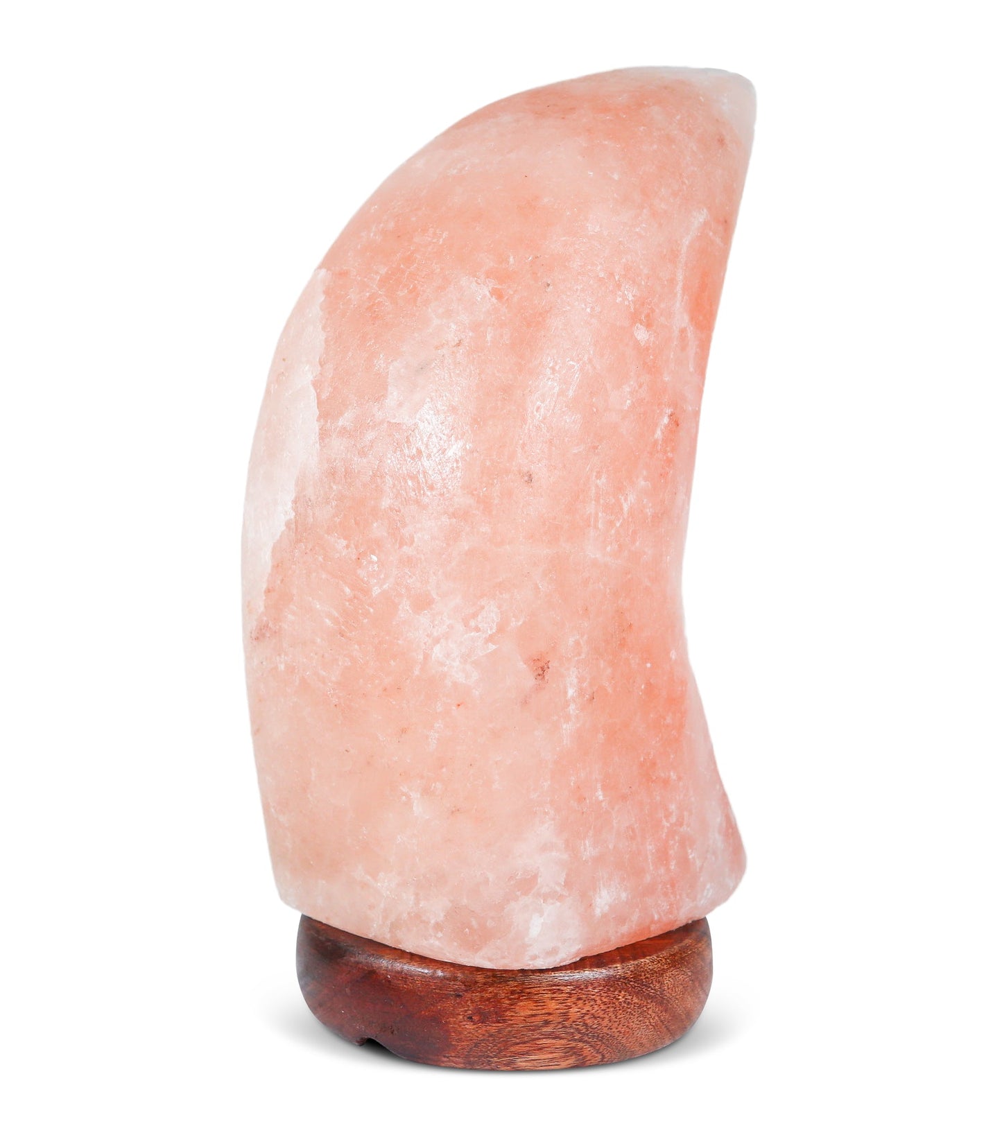 Pink Moon Shape Salt Lamp (5-6 lb) 9" Tall w/ Wood Base