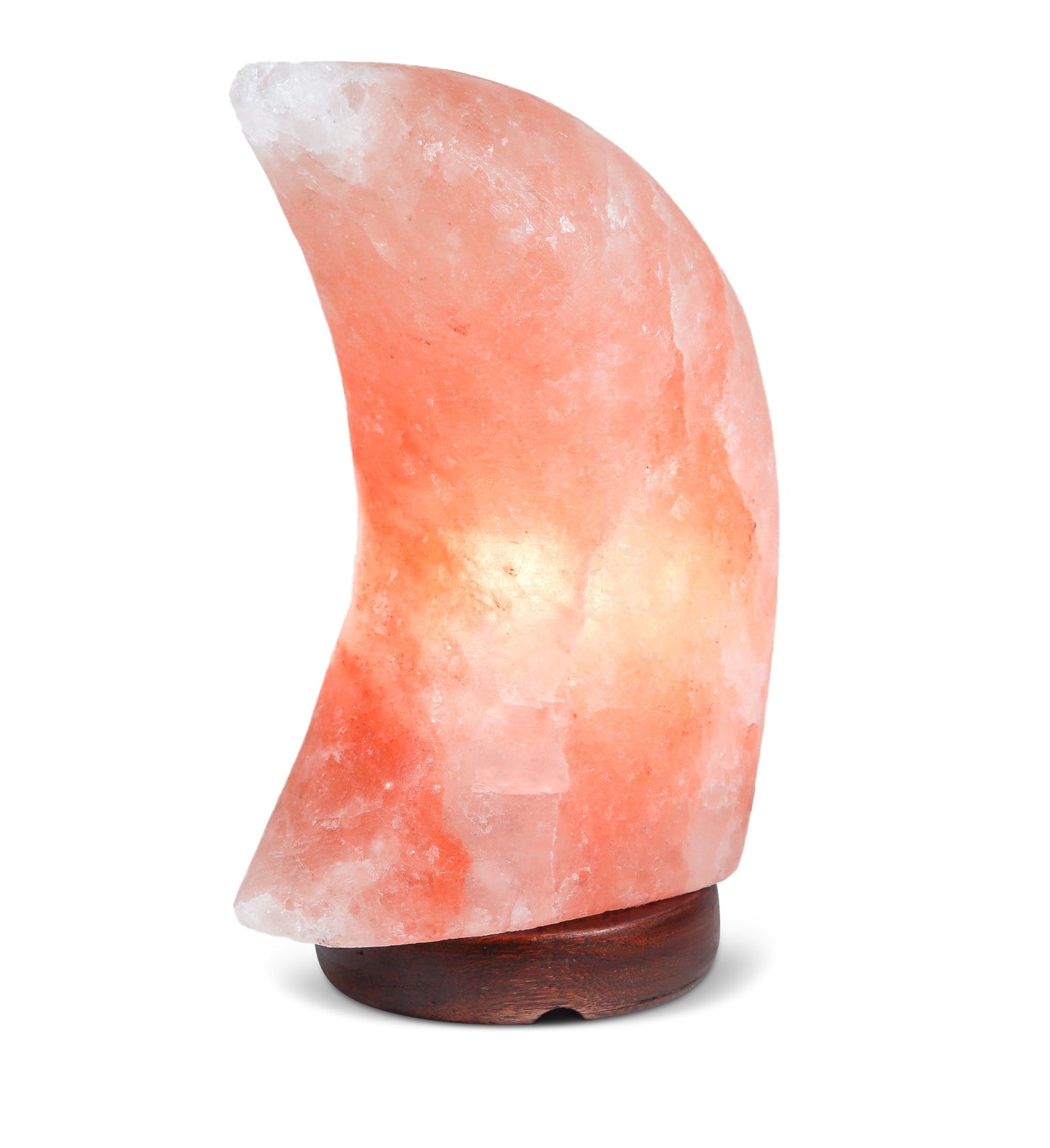 Pink Moon Shape Salt Lamp (5-6 lb) 9" Tall w/ Wood Base