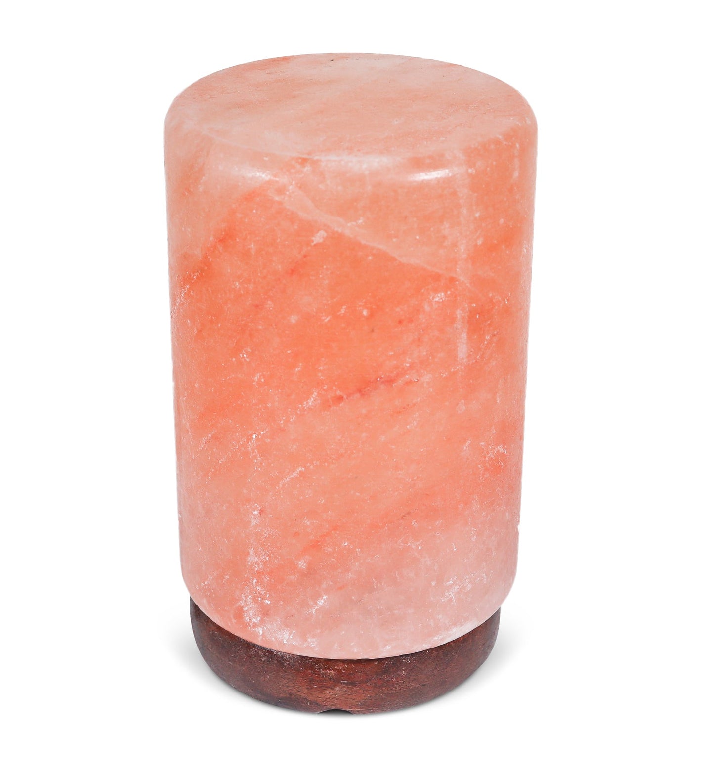 Pink Cylinder Shape Salt Lamp (8-9 lb) 8" Tall w/ Wood Base
