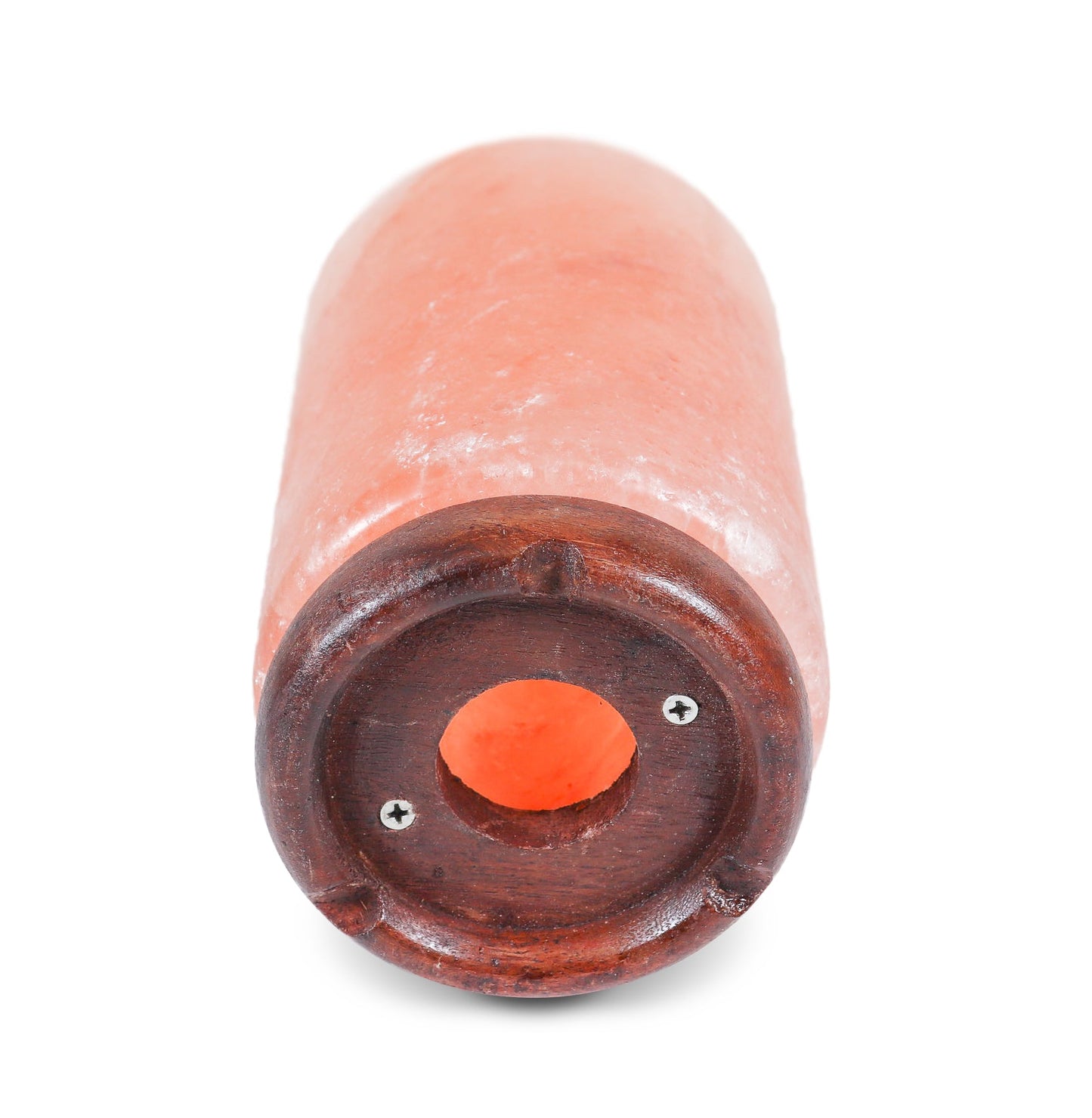 Pink Cylinder Shape Salt Lamp (8-9 lb) 8" Tall w/ Wood Base