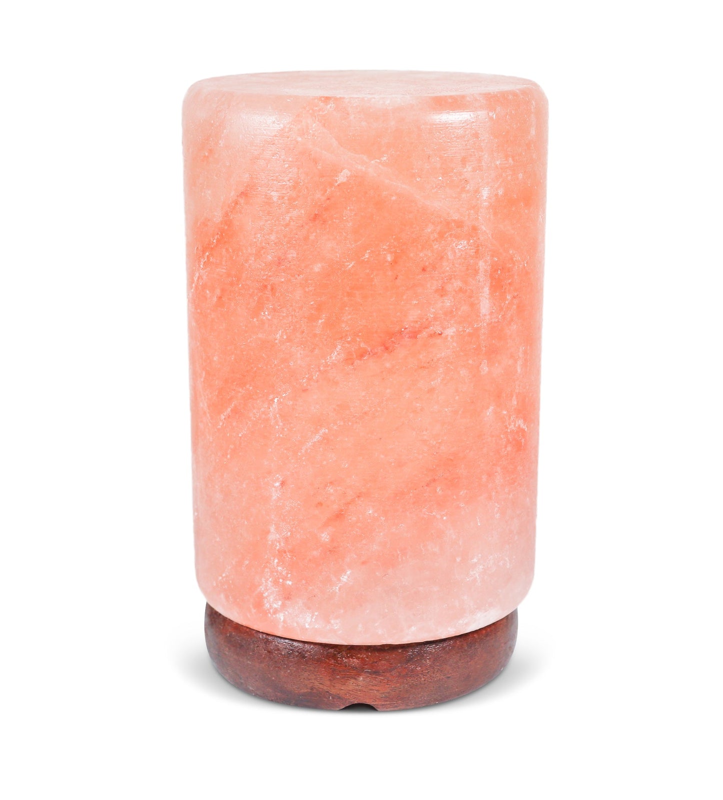 Pink Cylinder Shape Salt Lamp (8-9 lb) 8" Tall w/ Wood Base