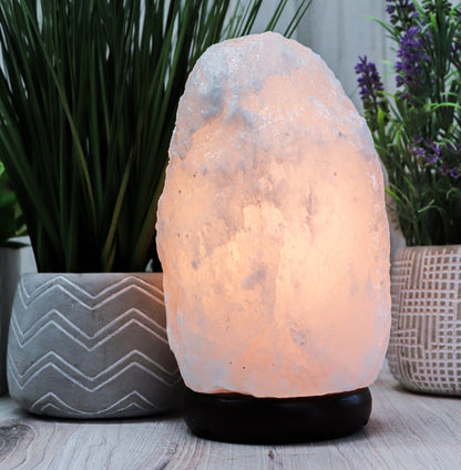 Natural White Salt Lamp (9-11 lb) (4-5 KG) (8-9") w/ Onyx Base
