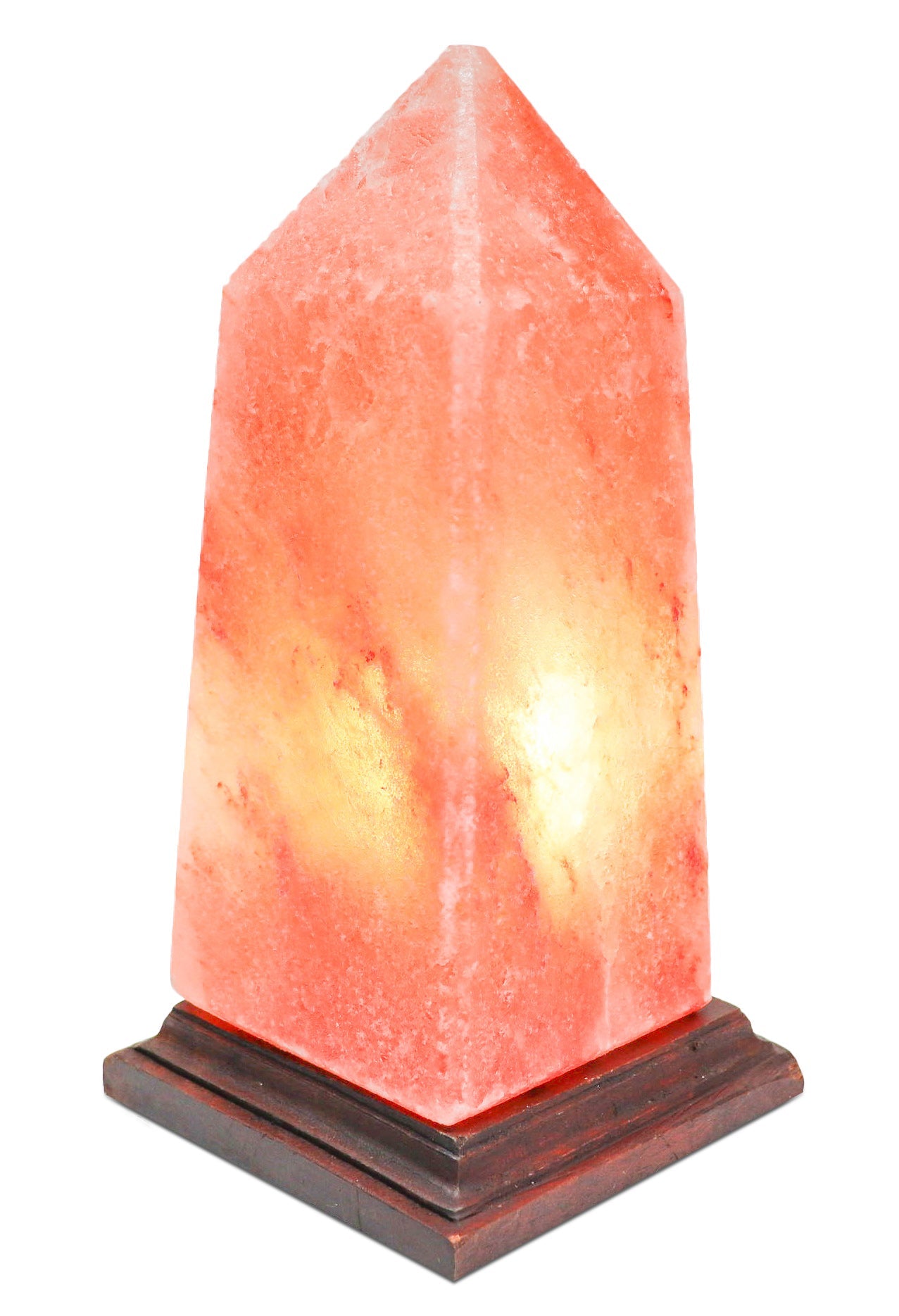 Pink Obelisk Salt Lamp (6-7 lb) 10" Tall w/ Wood Base