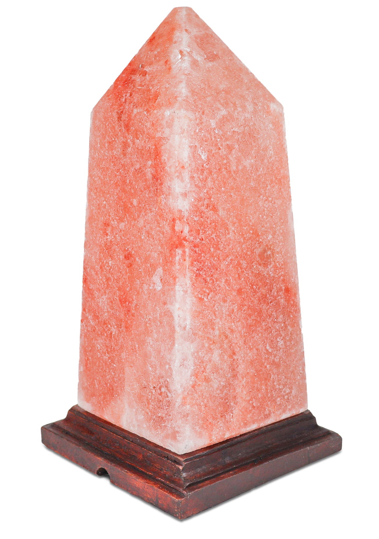 Pink Obelisk Salt Lamp (6-7 lb) 10" Tall w/ Wood Base