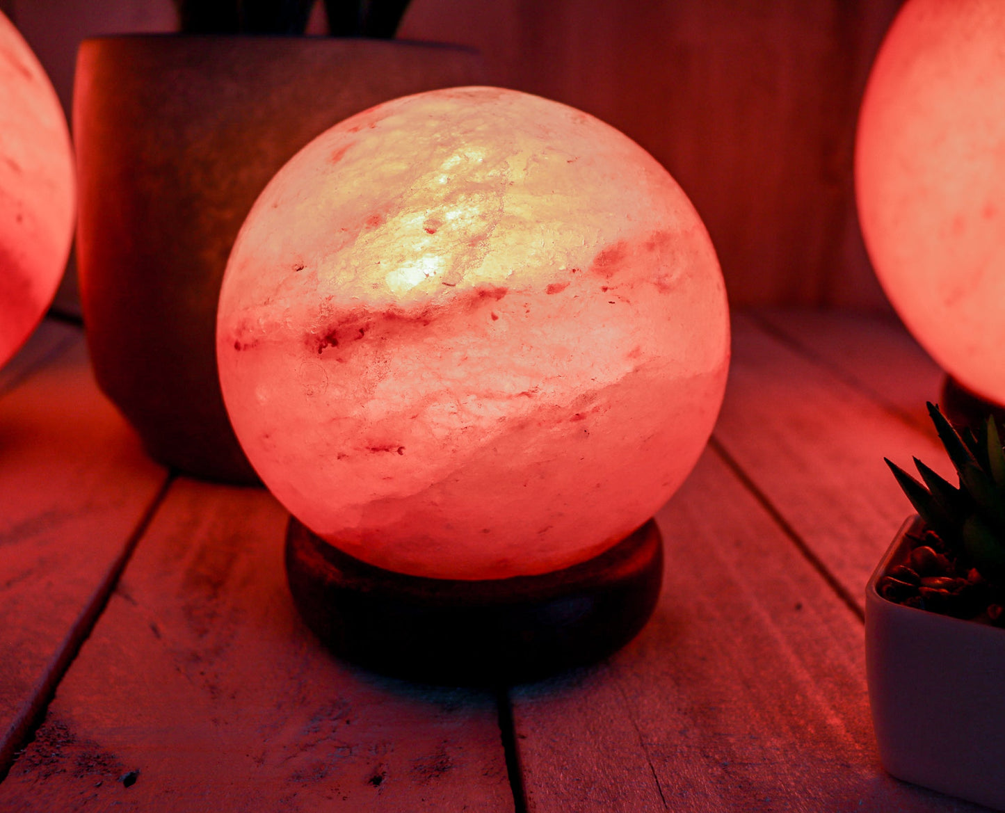 Pink Globe Lamp (4-5 lb) 5" w/ Wood Base