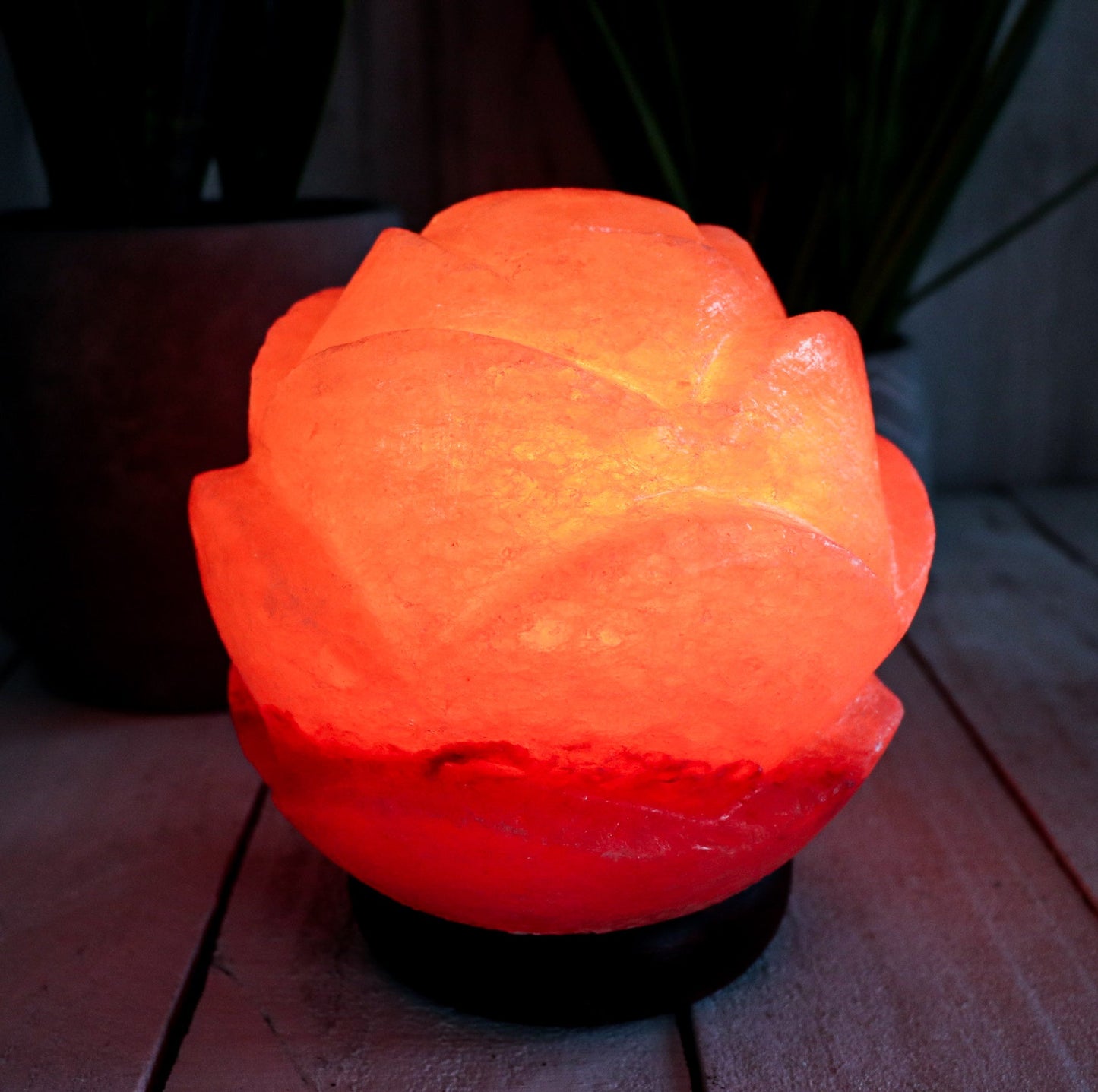 Pink Lotus Flower Globe Lamp (7- 8 lb) 6" w/ Wood Base