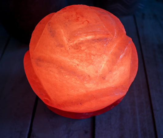 Pink Lotus Flower Globe Lamp (7- 8 lb) 6" w/ Wood Base