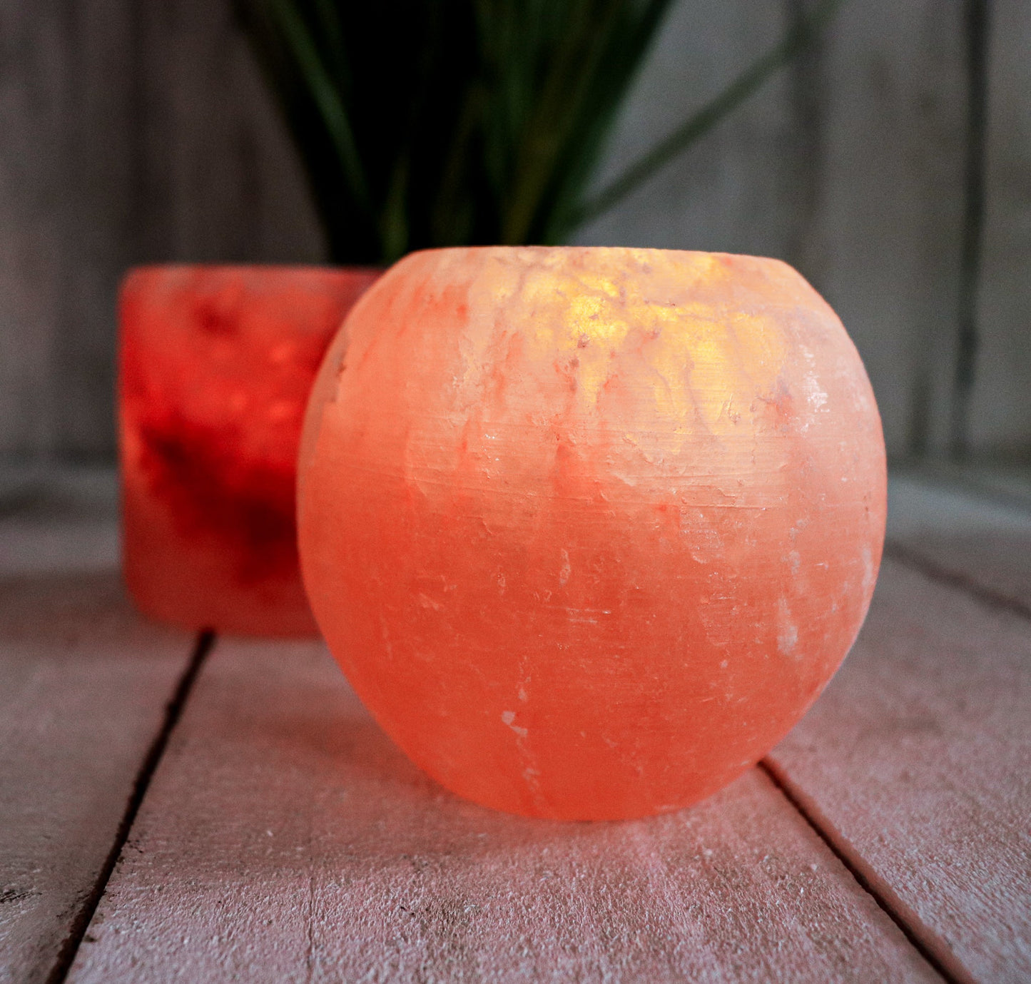 Globe Shape Pink Salt Candle Holder 3.5"