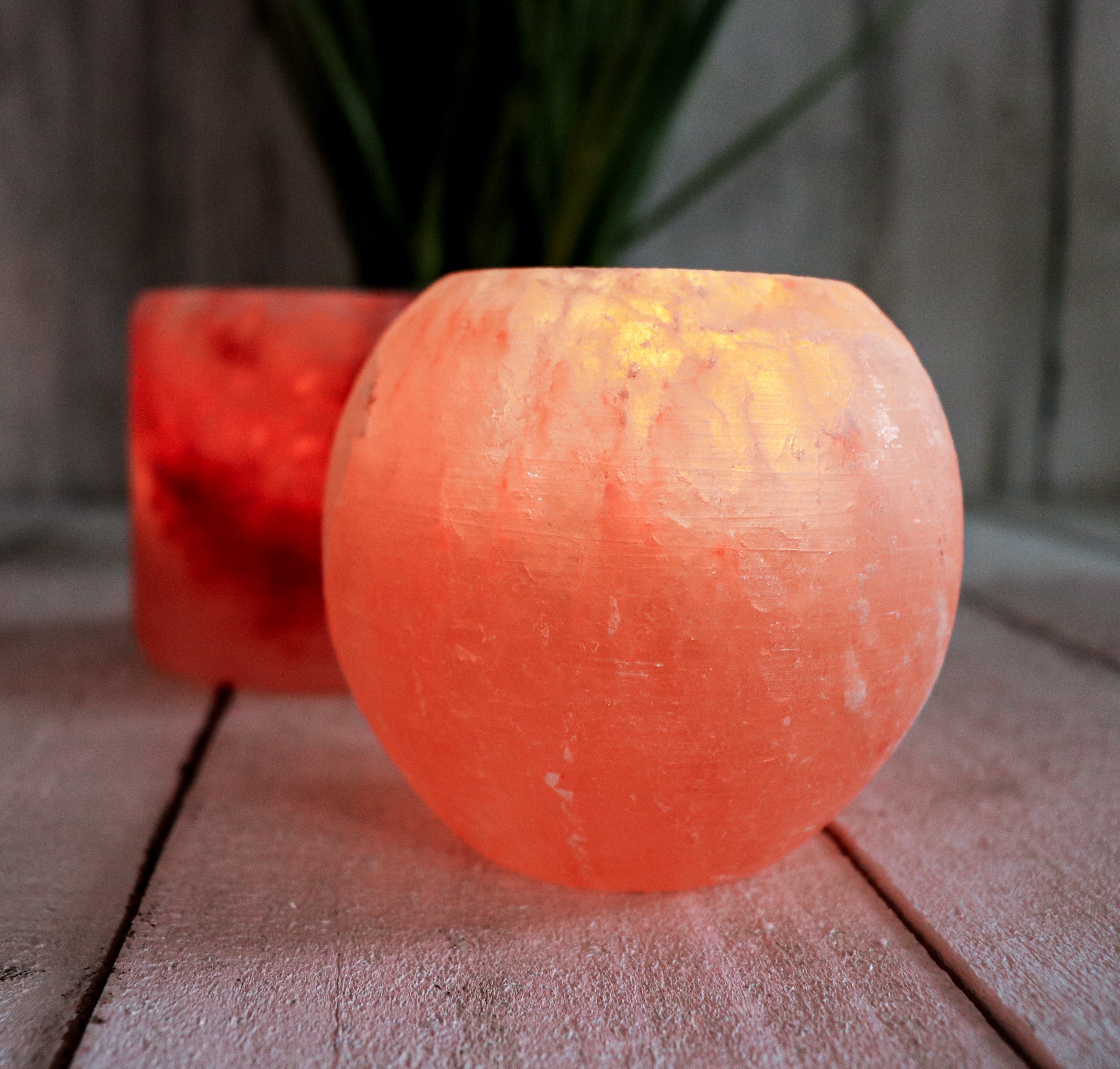 Globe Shape Pink Salt Candle Holder 3.5"