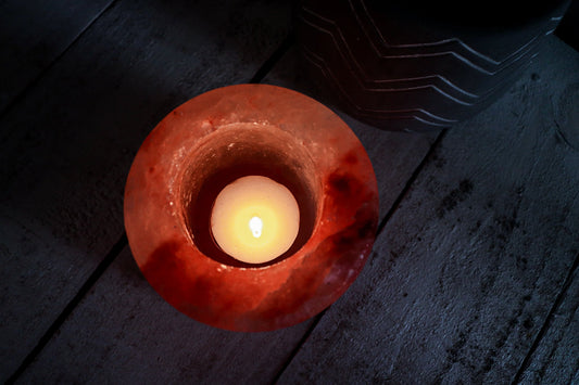 Cylinder Shape Pink Salt Candle Holder 3.5"