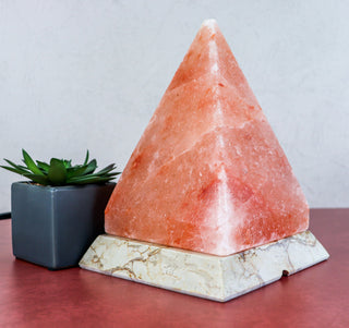 Himalayan Salt Pyramid Shape Lamp w/ Marble Base