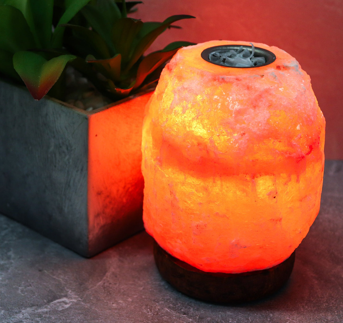 Natural Pink Salt Aromatherapy Lamp (6-8 lb) (6-7") w/ Wood Base