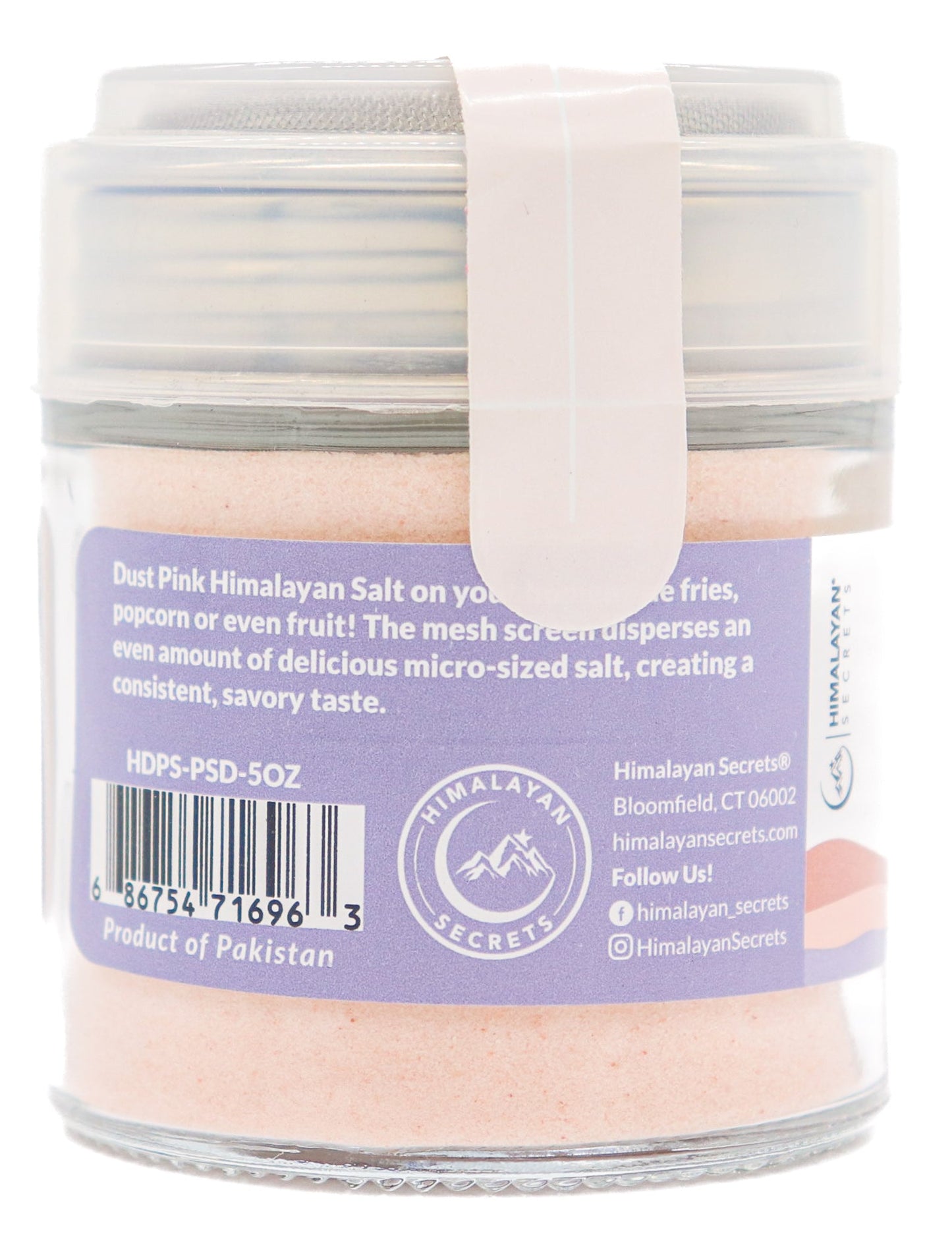 5 oz Himalayan Powder Salt Duster - Screen Shaker Top Glass Body
