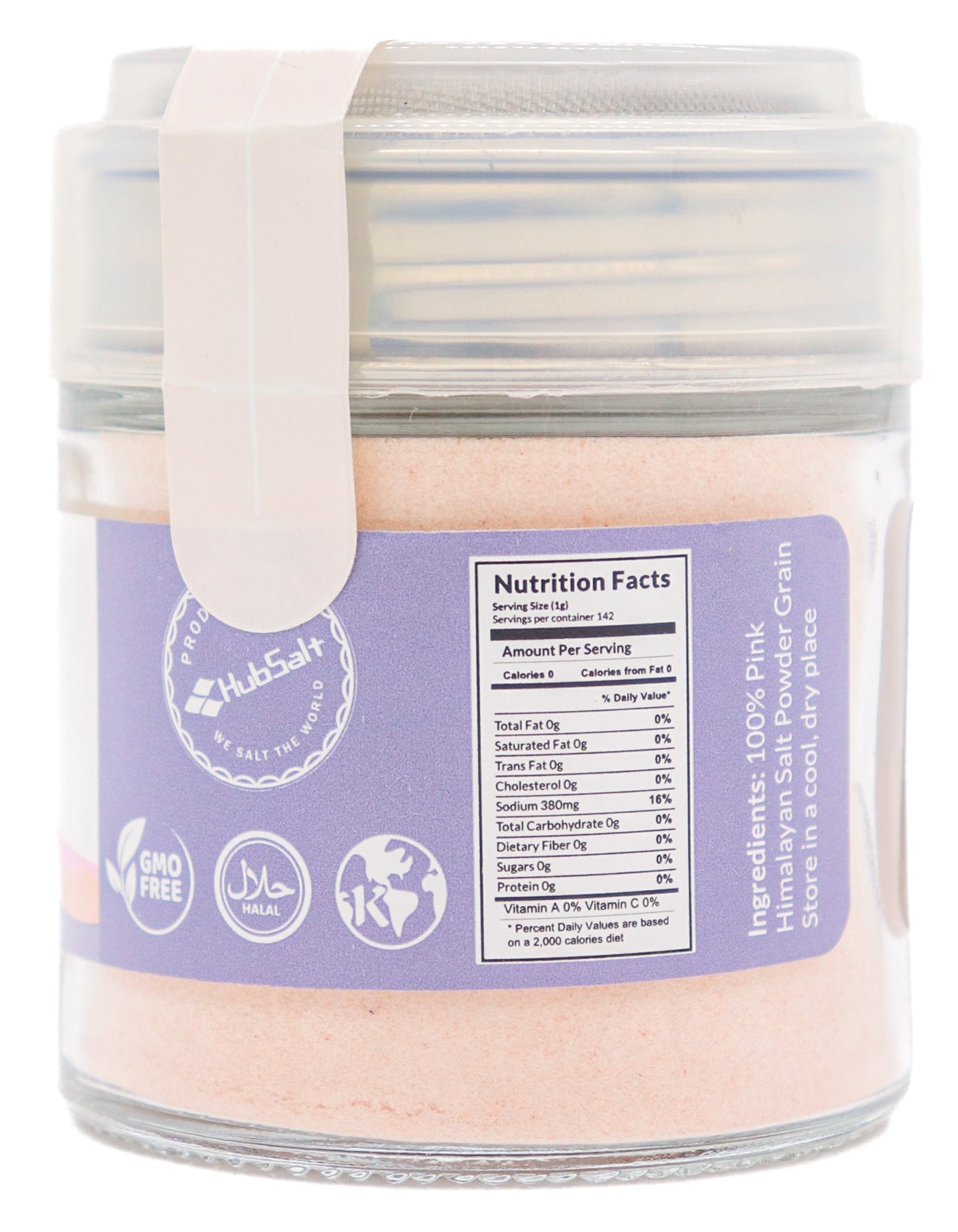 5 oz Himalayan Powder Salt Duster - Screen Shaker Top Glass Body