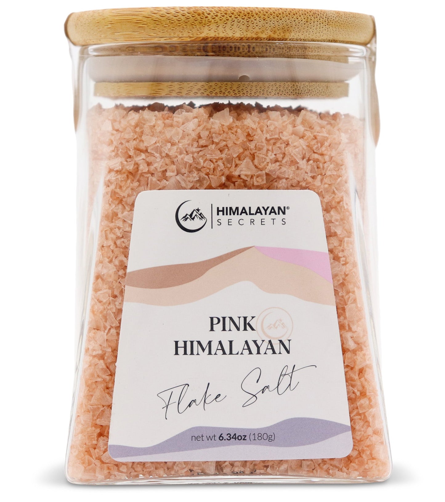 Pink Himalayan Flake Salt - 180g Triangle Glass Jar