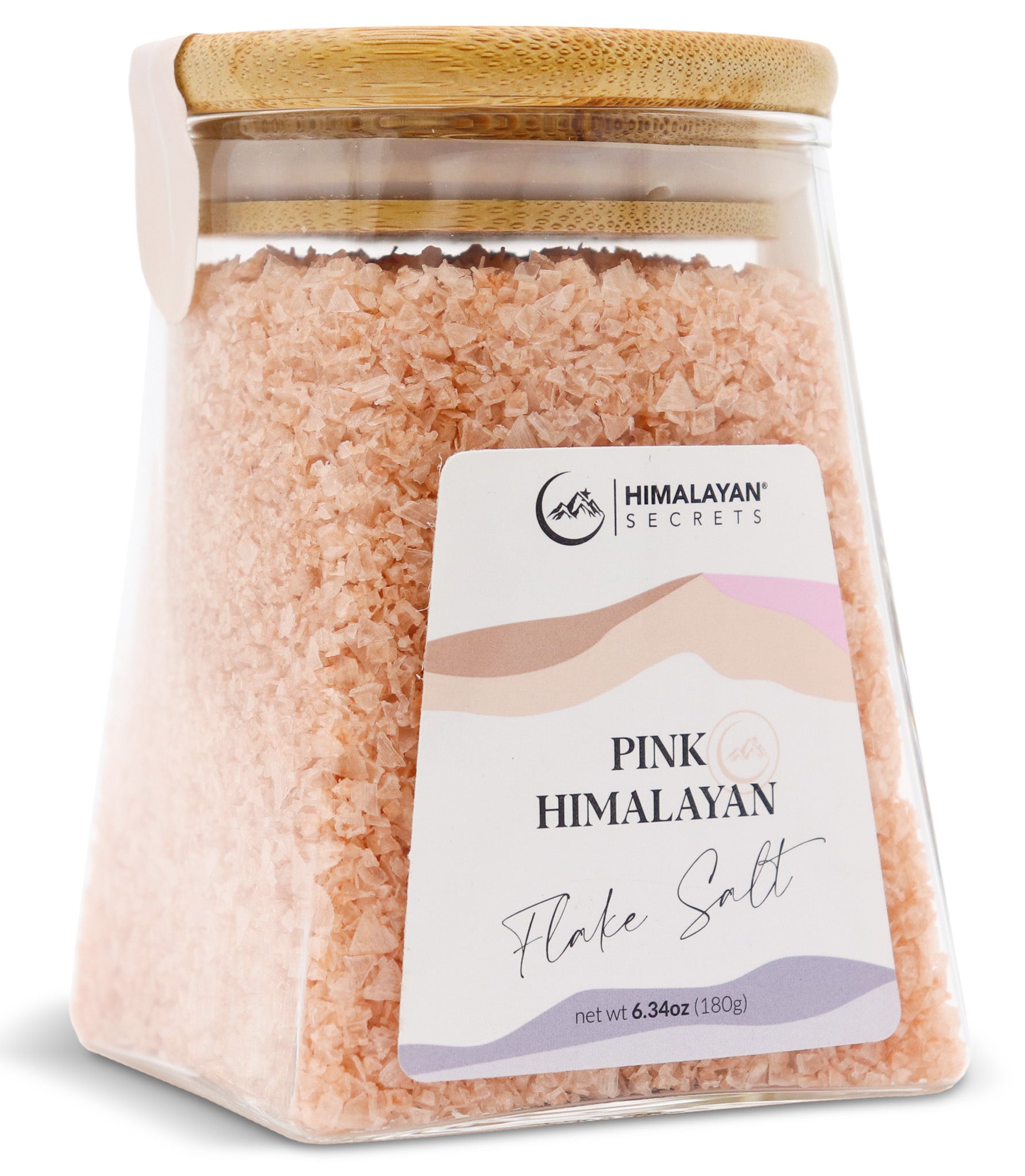 Pink Himalayan Flake Salt - 180g Triangle Glass Jar