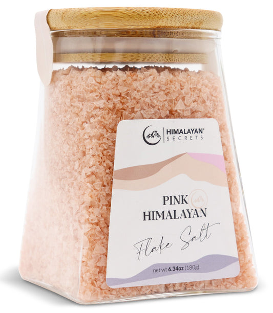 Pink Himalayan Flake Salt - 180g Triangle Glass Jar