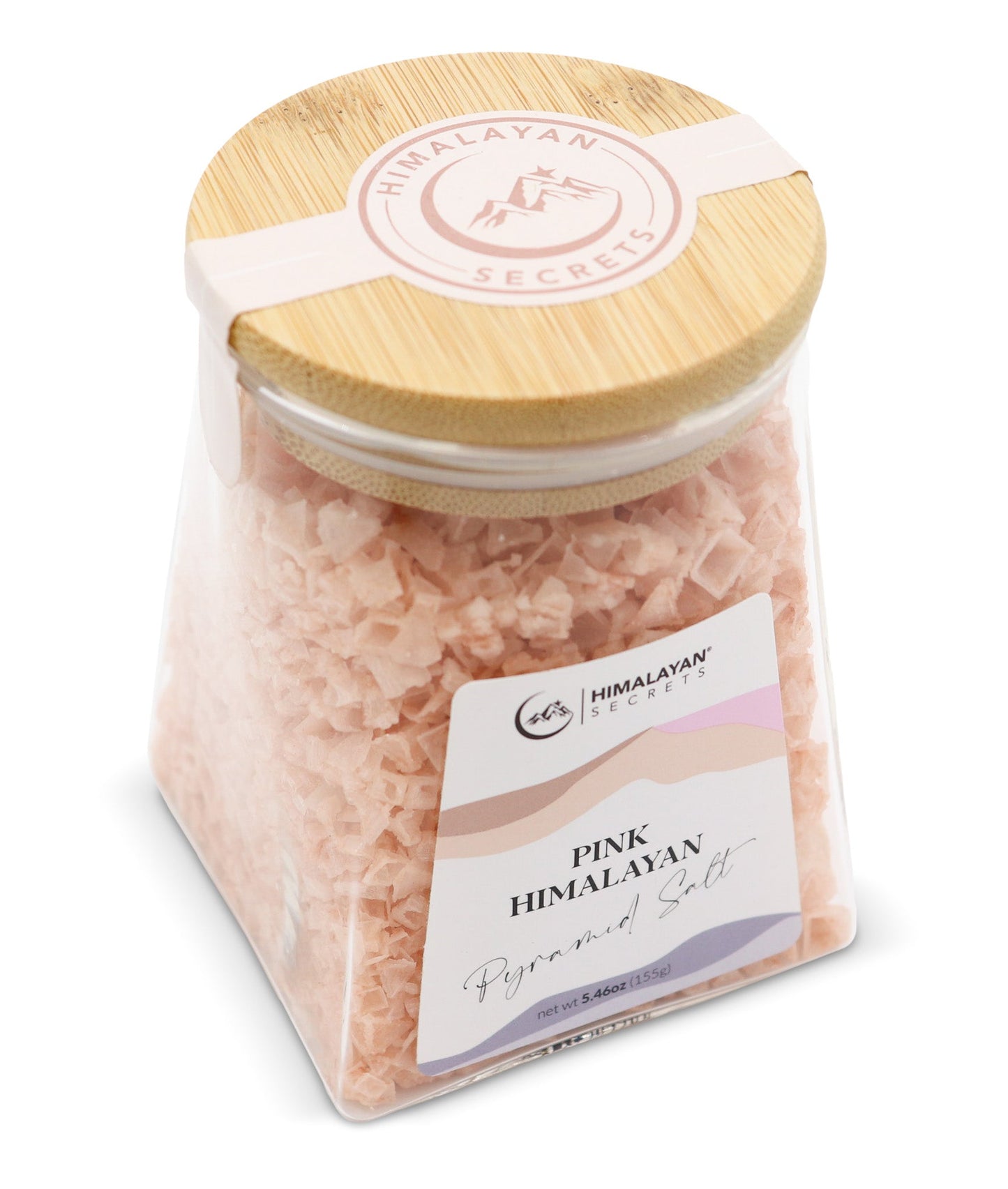 Pink Himalayan Pyramid Flake Salt - 155g Triangle Glass Jar