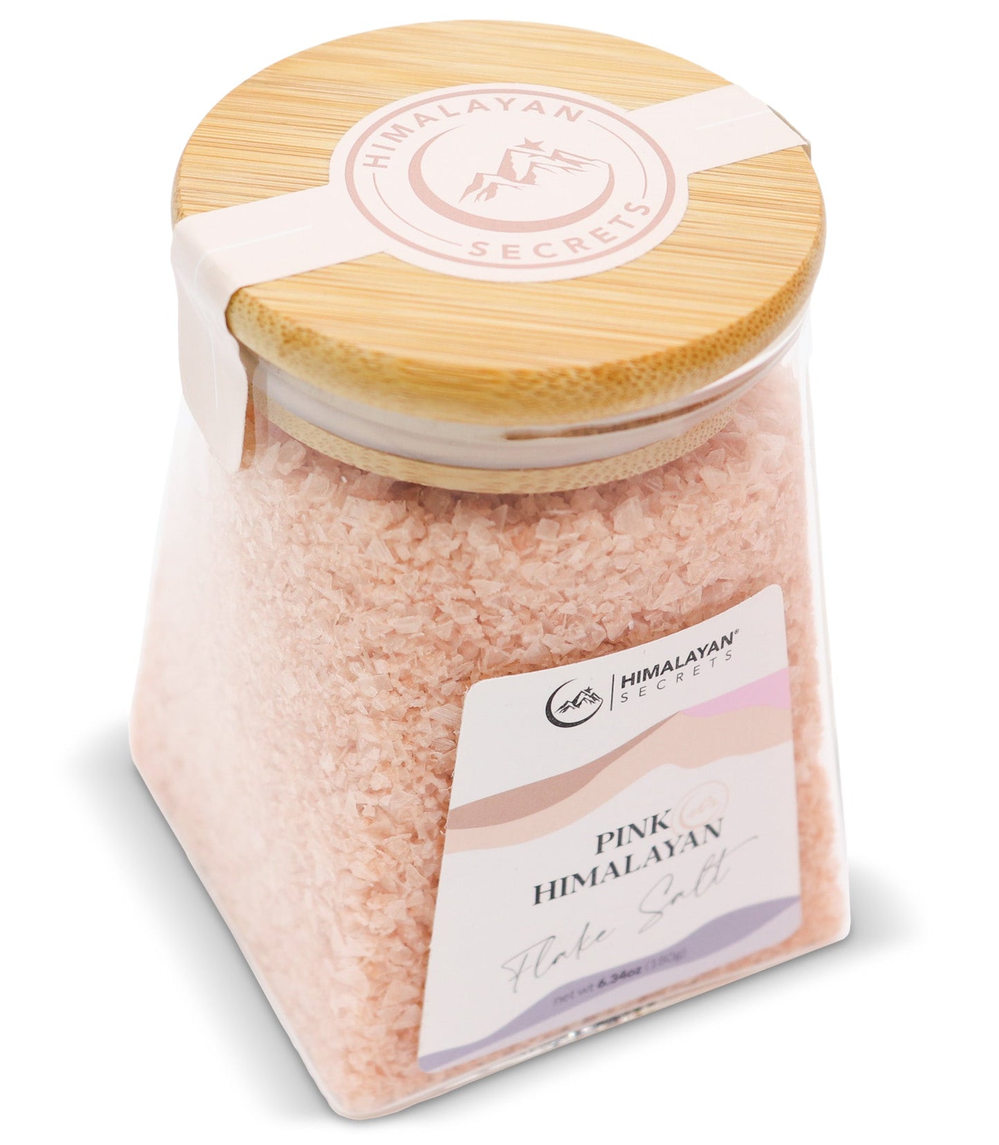 Pink Himalayan Flake Salt - 180g Triangle Glass Jar