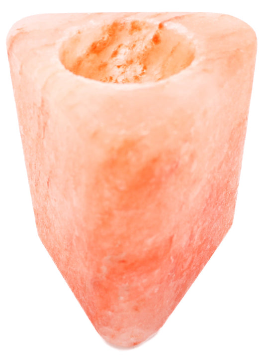 Triangle Shape Pink Salt Candle Holder 5.5x6"
