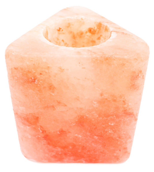 Triangle Shape Pink Salt Candle Holder 5.5x6"