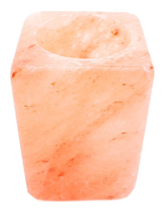 Cube Shape Pink Salt Candle Holder 4x6"