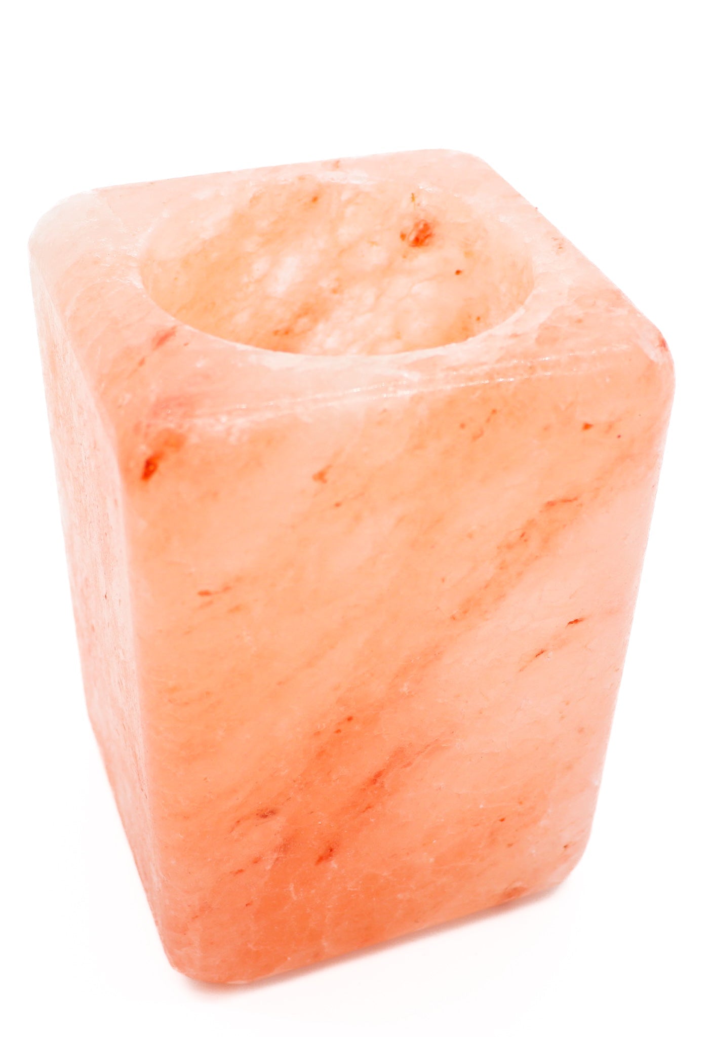 Cube Shape Pink Salt Candle Holder 4x6"