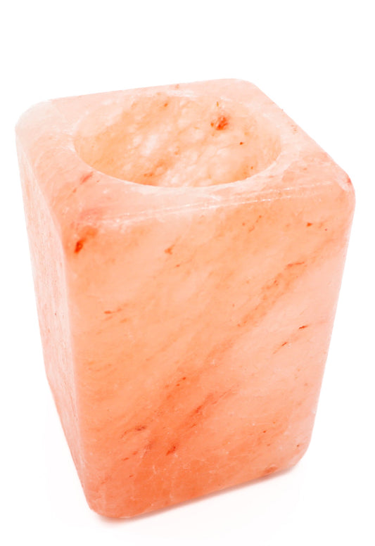 Cube Shape Pink Salt Candle Holder 4x6"