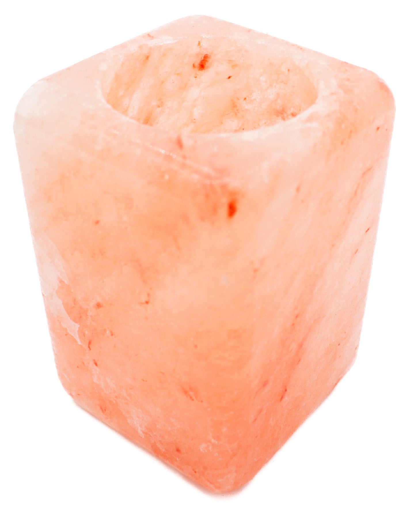 Cube Shape Pink Salt Candle Holder 4x6"