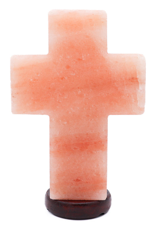 Pink Cross Lamp (7-8 lb) 11" w/ Wood Base