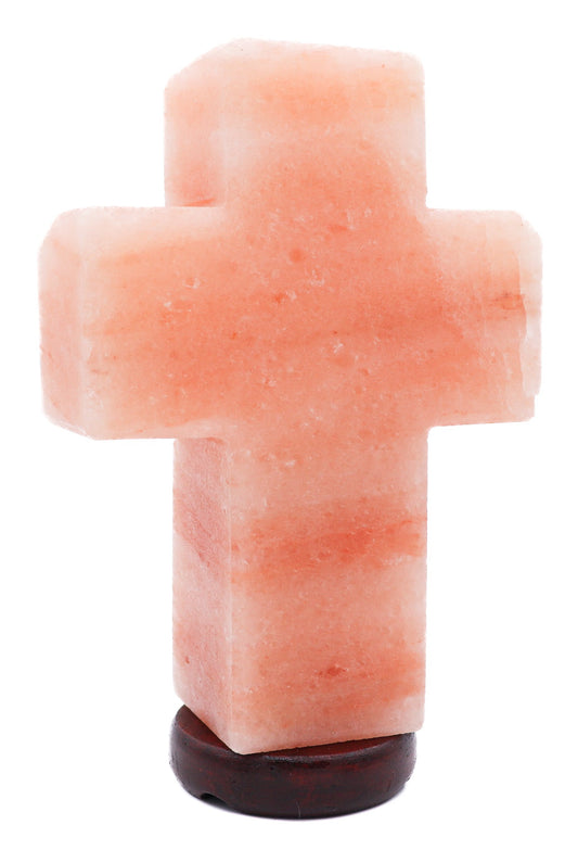 Pink Cross Lamp (7-8 lb) 11" w/ Wood Base