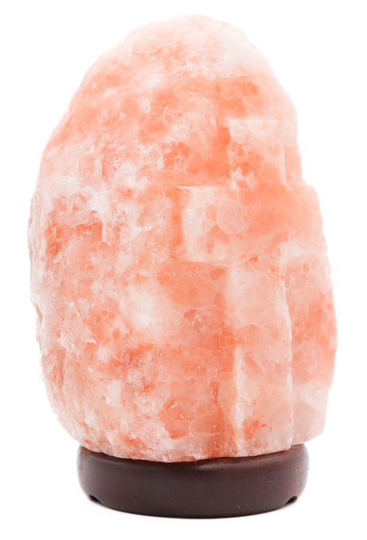 Natural Pink Salt Lamp With Engraved Cross (6-8 lb) (2.5-3.5 KG) (7-8") w/ Wood Base