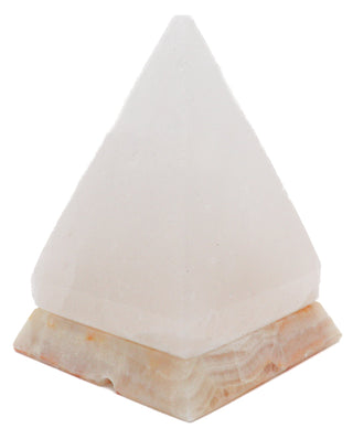 White Himalayan Salt Pyramid Shape Lamp w/ Onyx Marble Base