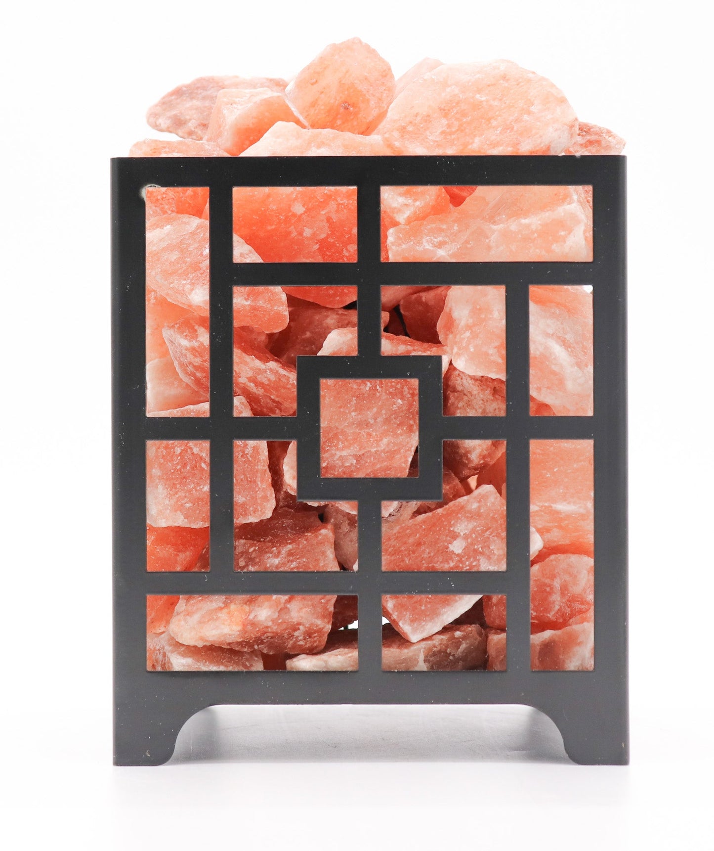Square Iron Basket Lamp w/ RED Chunks 6"