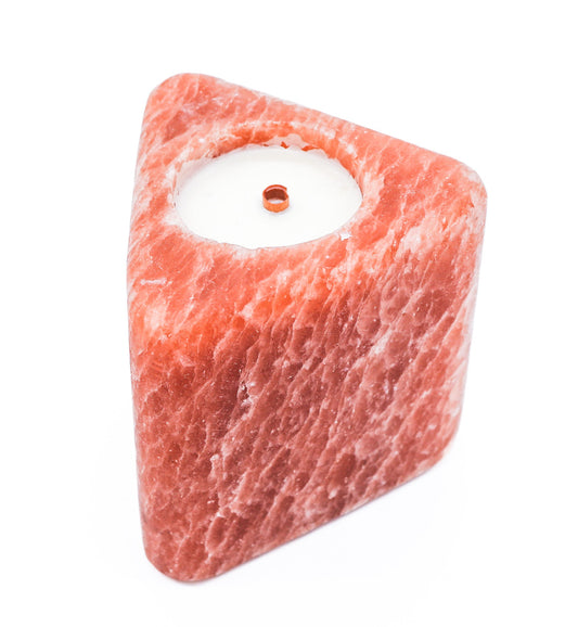 Triangle Shape Pink Salt Poured Wax Candle Holder 5.5x6"