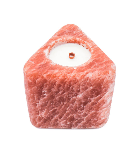 Triangle Shape Pink Salt Poured Wax Candle Holder 5.5x6"