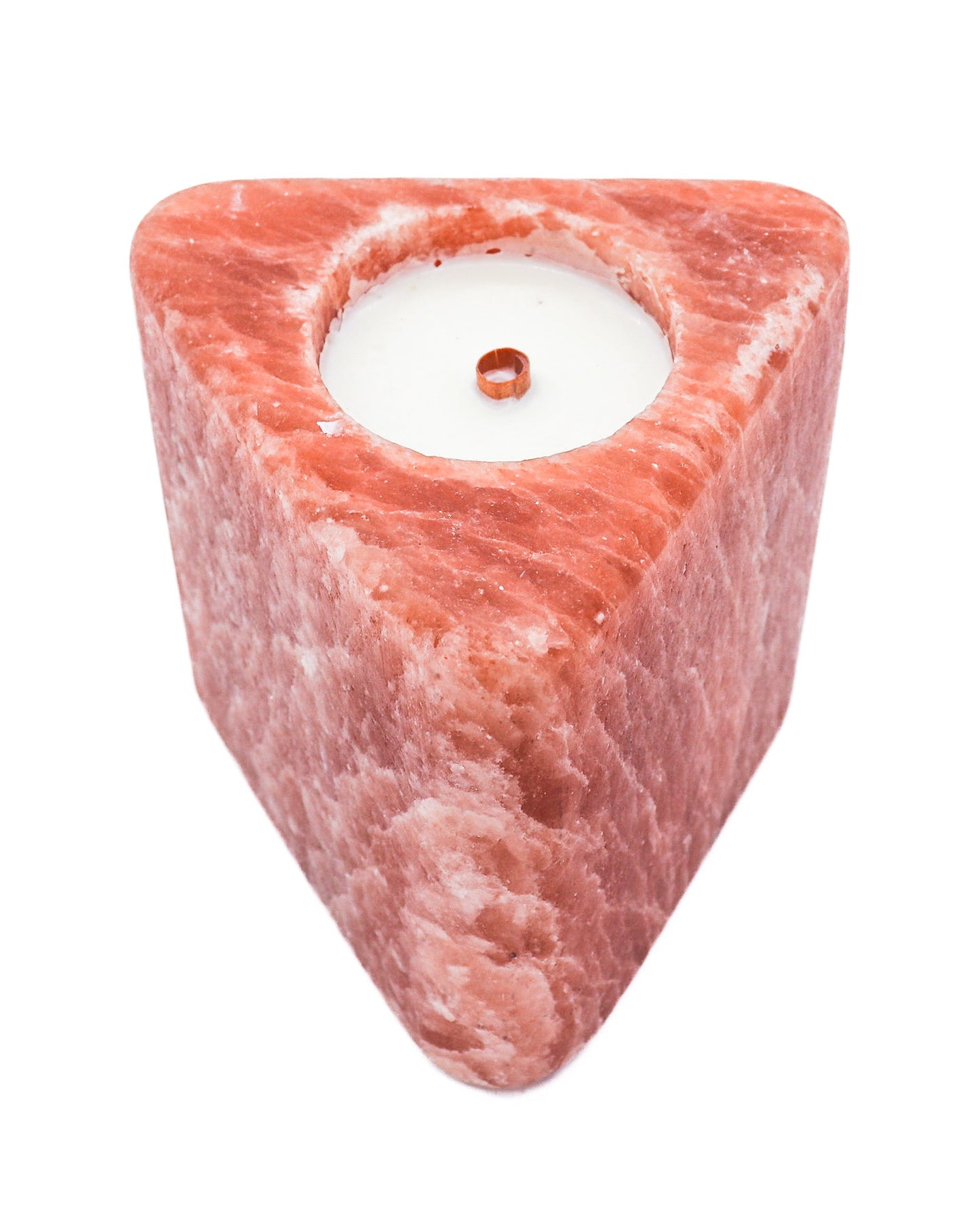 Triangle Shape Pink Salt Poured Wax Candle Holder 5.5x6"