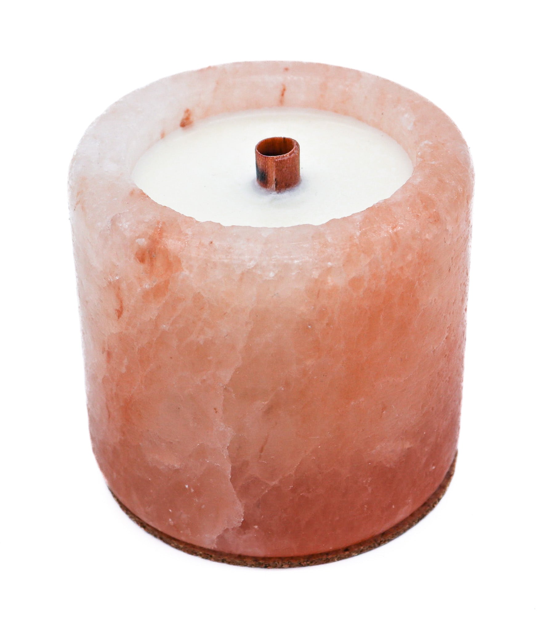 Cylinder Shape Pink Salt Poured Wax Candle Holder 3.5"