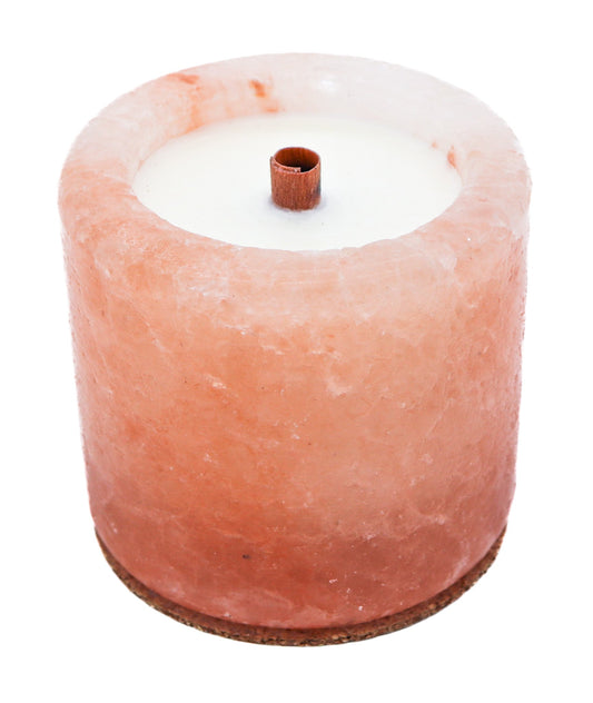 Cylinder Shape Pink Salt Poured Wax Candle Holder 3.5"