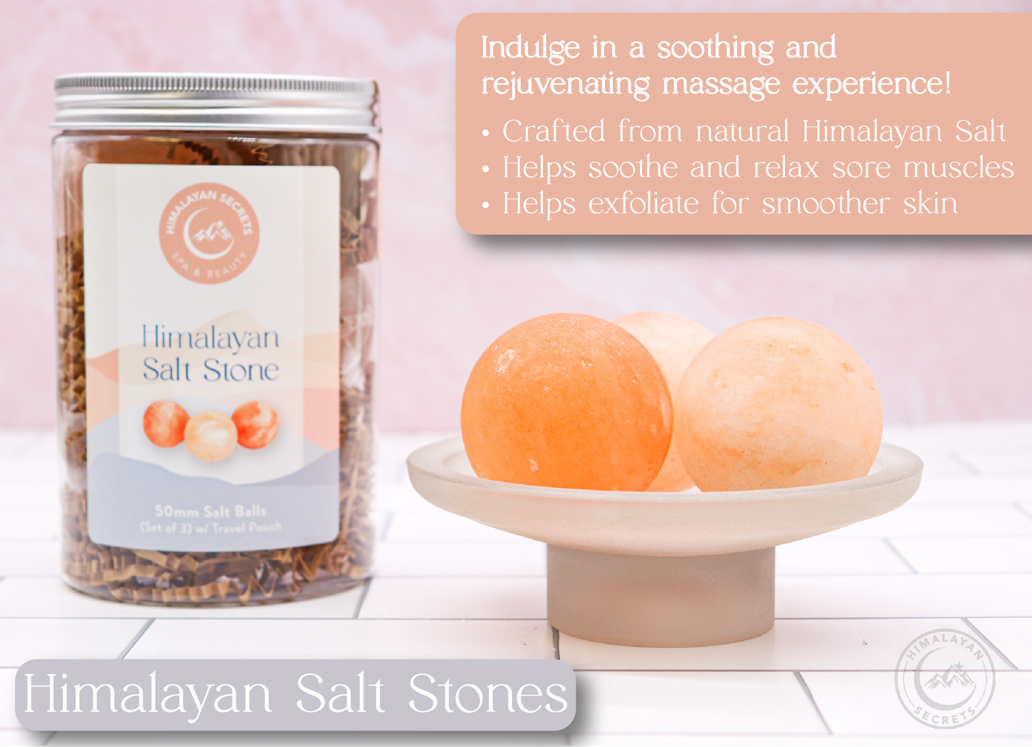 Massage Ball 50 mm - Set of 3 in a Jar w/ Cotton Bag