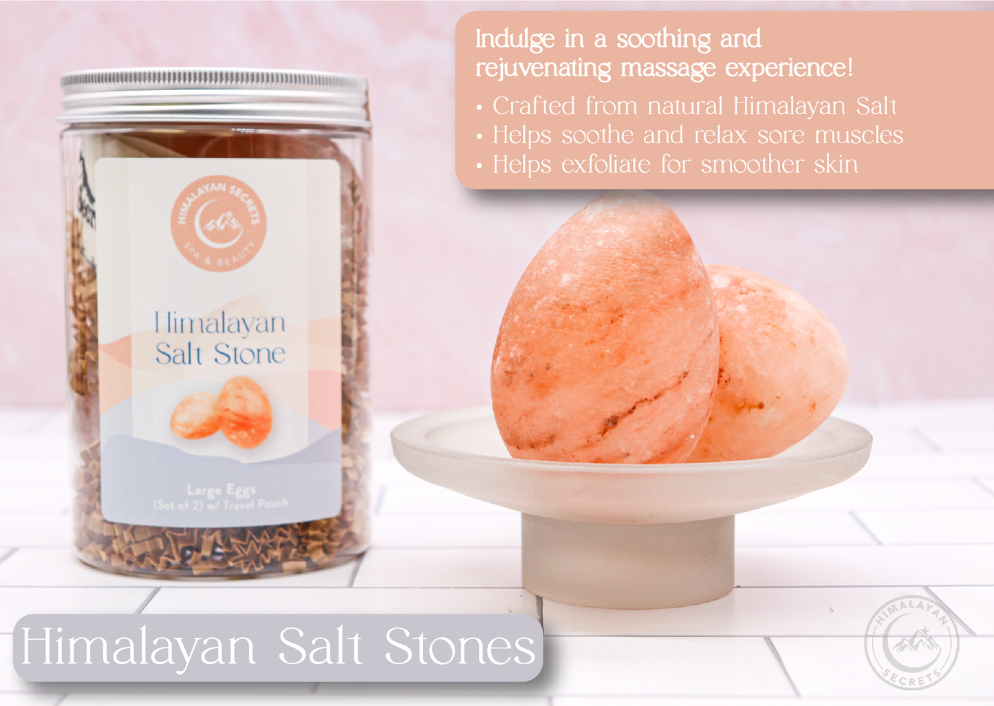 Egg Shape Stone (Large) Set of 2 in a Jar w/ Cotton Bag
