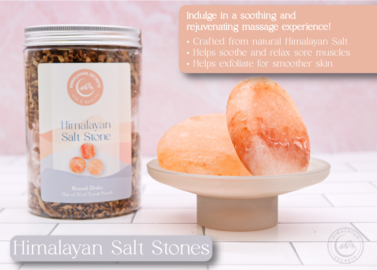 Round Disk Stone - Set of 3 in a Jar w/ Cotton Bag