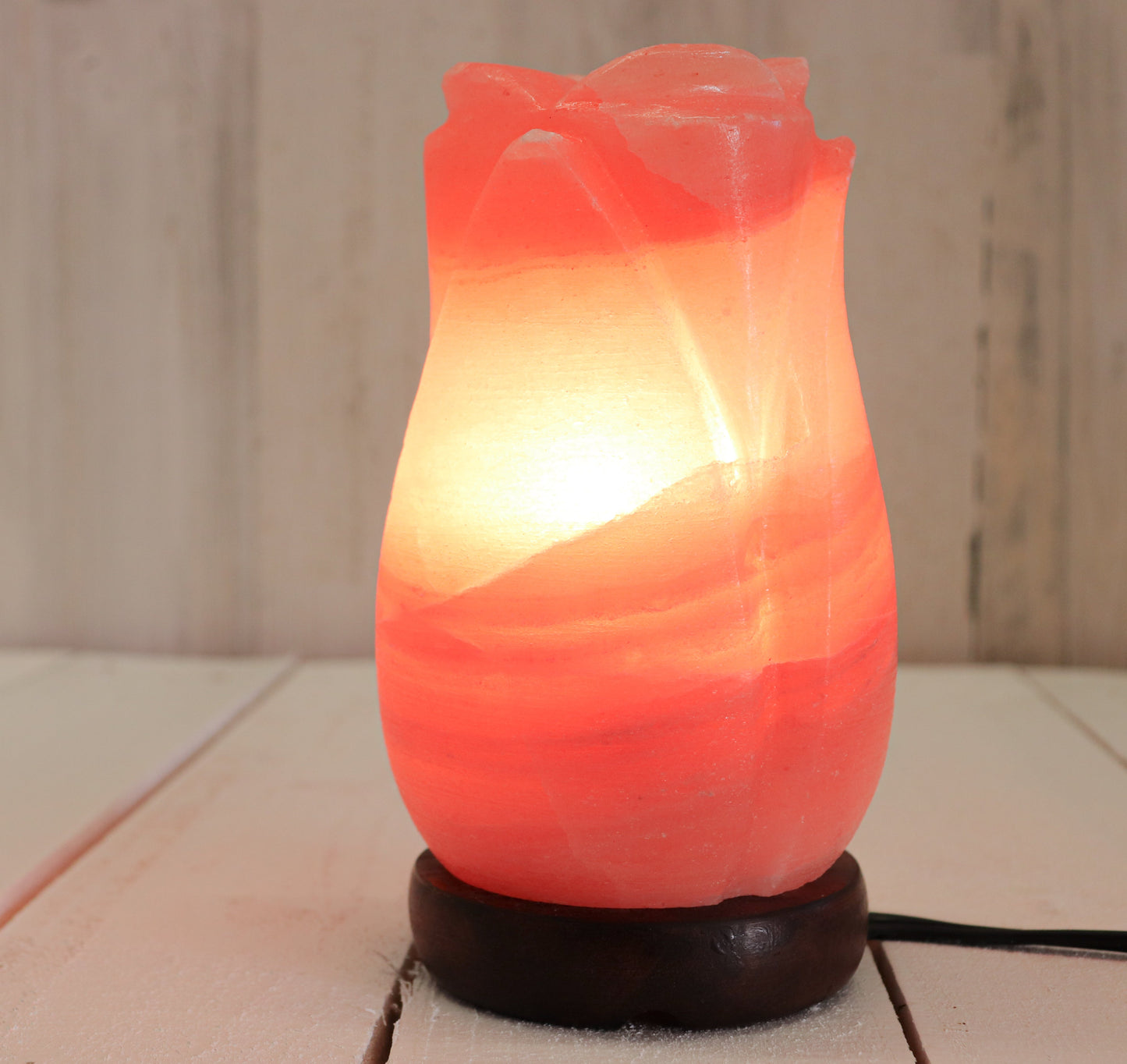 Pink Rose Lamp (4-5 lb) 8" w/ Wood Base