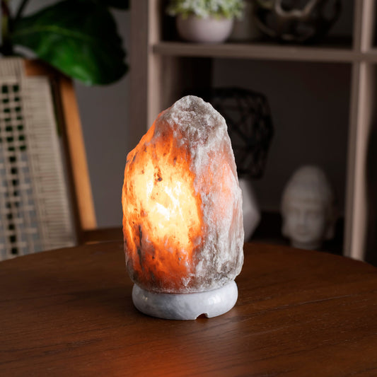 Natural Gray Salt Lamp (6-8 lb) (2.5-3 KG) (7-8") w/ Gray Marble Base